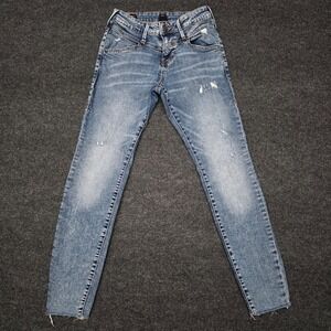 True Religion Jeans Womens 28 Blue‎ Halle High Rise Super Skinny Distressed